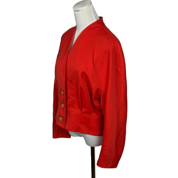 Mondi Blazer Women EU 42 US 14 Red Wool Blend Embroidered Vintage Jacket - Picture 2 of 16